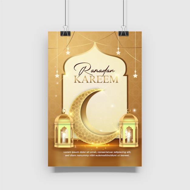 Diseño de cartel de ramadan kareem de oro