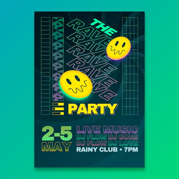 Diseño de cartel rave realista