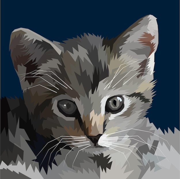 Diseño de cartel de retrato de arte pop de gato con estampado de animales