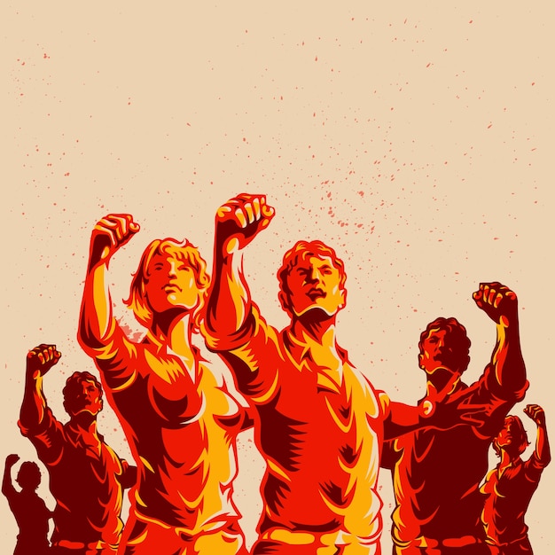 Diseño de cartel de revolución de multitud Puño de revolución