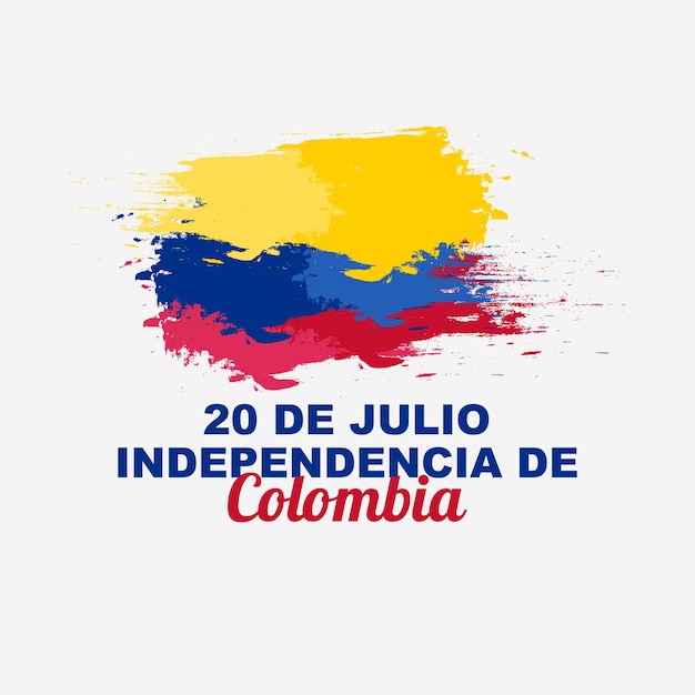 Diseño del cartel de saludo de celebración del día de la independencia de Colombia el 20 de julio