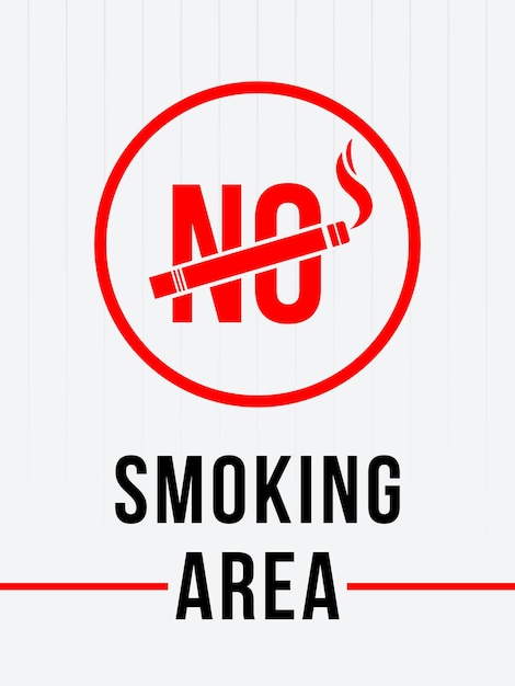 Vector diseño de cartel de señal de área de no fumadores