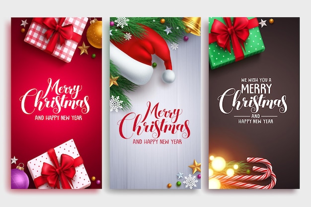 Diseño de cartel de vector de navidad con elementos coloridos y texto de saludo de feliz navidad.