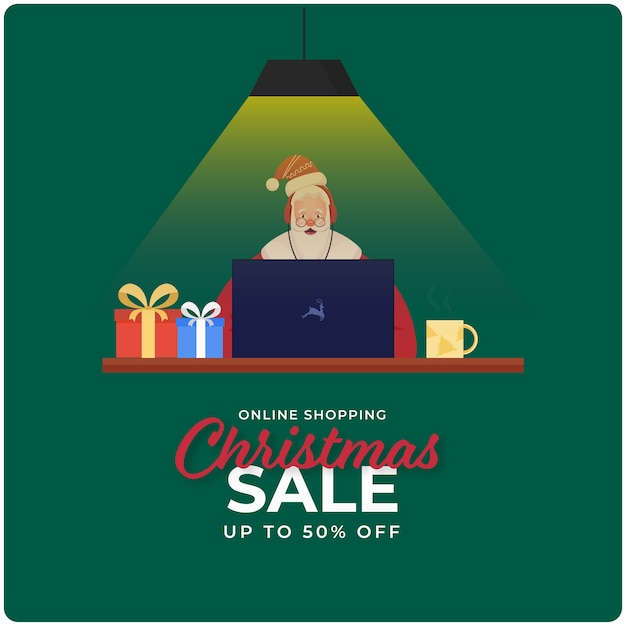 Diseño de cartel de venta de Navidad con oferta de descuento