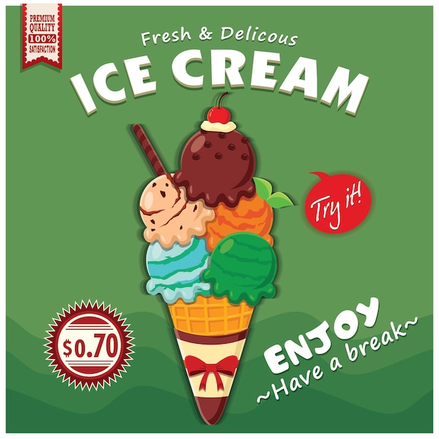 Diseño de cartel vintage helado