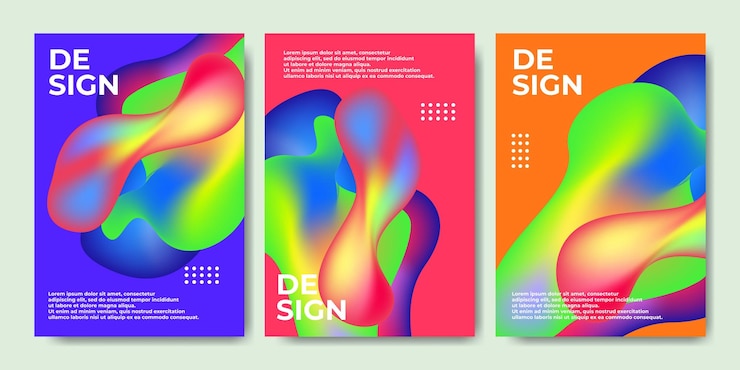 Vector diseño de carteles abstractos coloridos con gradiente y forma ondulada