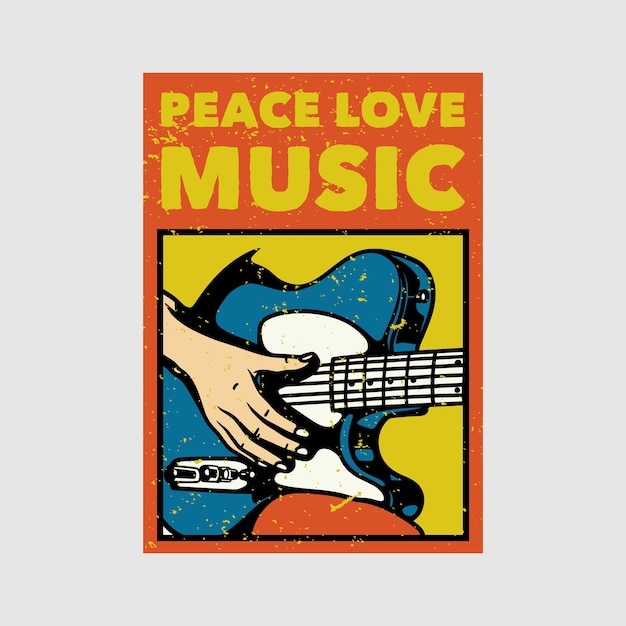 Diseño de carteles al aire libre paz amor música vintage ilustración