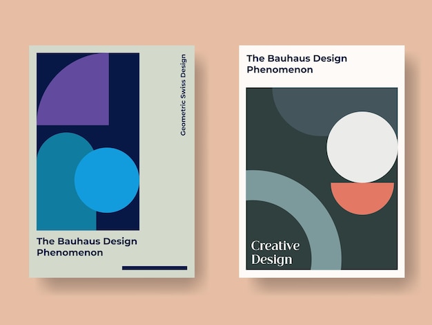 diseño de carteles Bauhaus geométricos abstractos con estilo de color estético