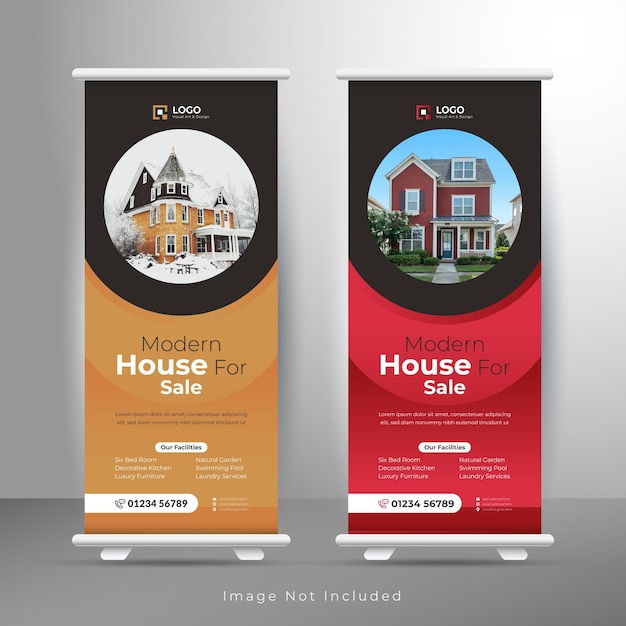 Vector diseño de carteles de bienes raíces o casas para la venta