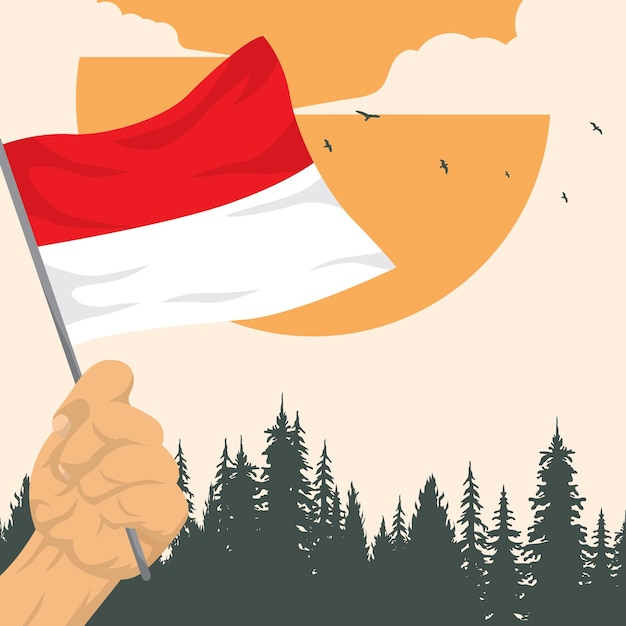 Diseño de carteles de celebración del día nacional de Indonesia.