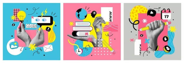 Diseño de carteles de collage Educación