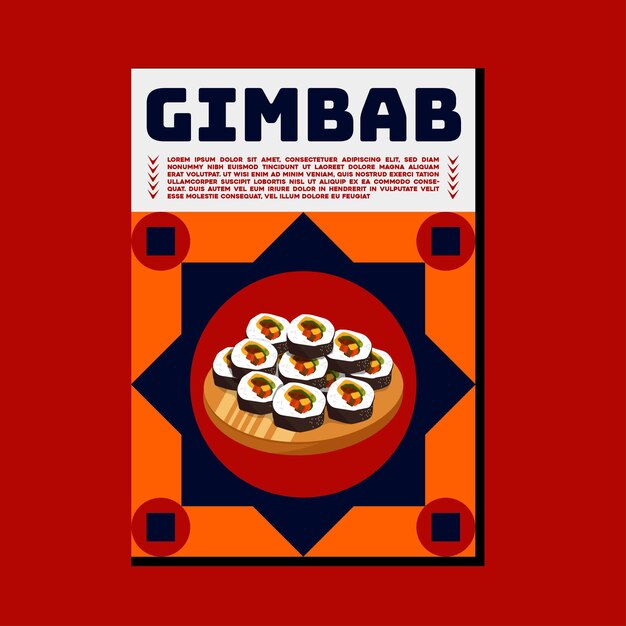 Diseño de carteles de comida callejera coreana, plantilla de redes sociales Comida callejera coreana, vector libre de comida asiática