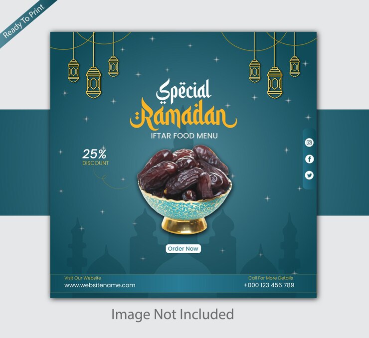 Diseño de carteles de comida de Ramadán para las redes sociales