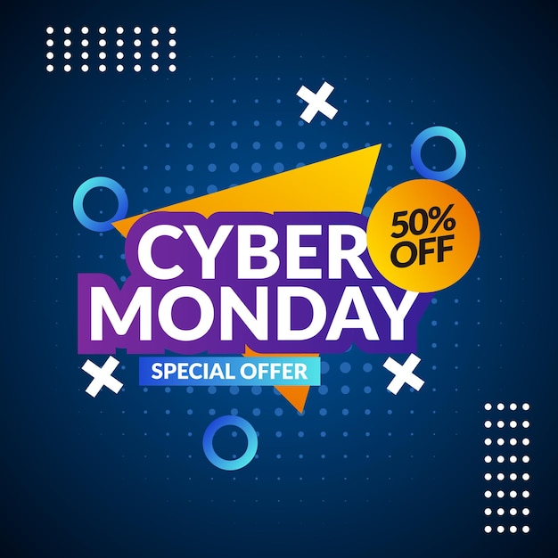 Diseño de carteles de descuento de Cyber Monday para las redes sociales