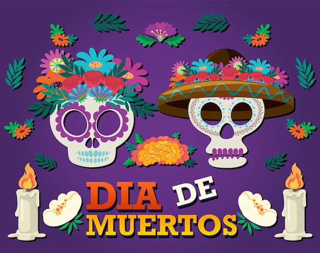 Vector diseño de carteles del día de los muertos.