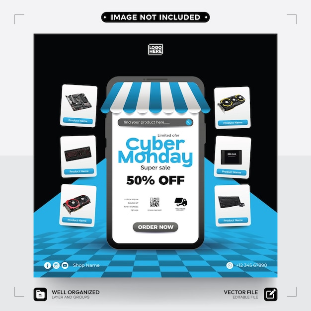 diseño de carteles digitales del cyber monday