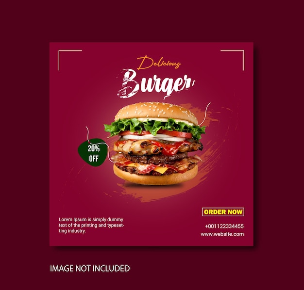 Diseño de carteles y diseño publicitario de hamburguesas en redes sociales.