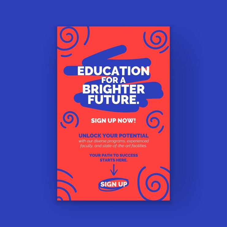 Vector diseño de carteles educativos con plantilla amarilla y violeta de neón ideal para aprendizaje electrónico universitario y seminarios incluye elementos dibujados a mano, símbolos y gráficos publicitarios creativos no ia