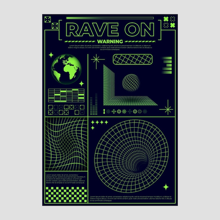 Vector diseño de carteles de estilo ácido gradiente