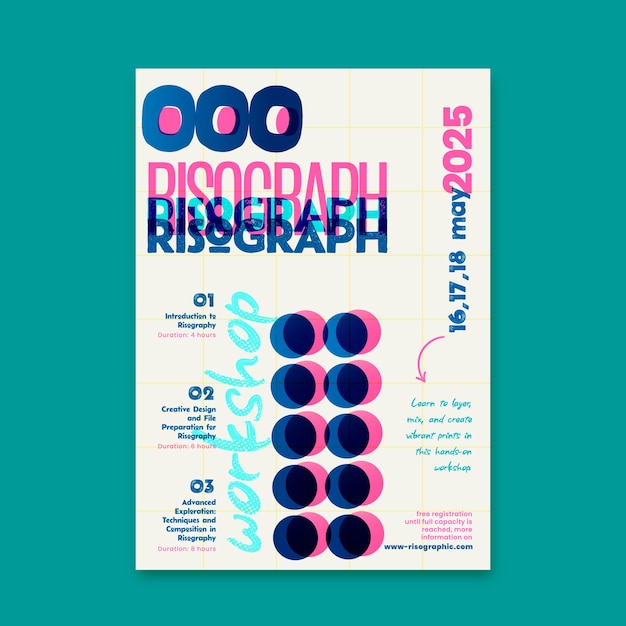 Diseño de carteles de estilo risógrafo en gradiente