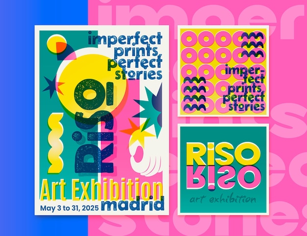 Diseño de carteles de estilo risógrafo en gradiente