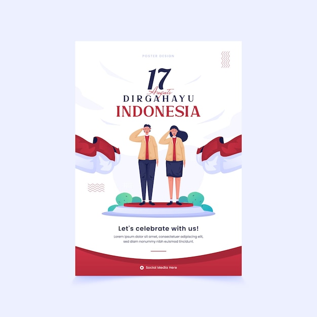 Vector diseño de carteles del feliz día de la independencia de indonesia