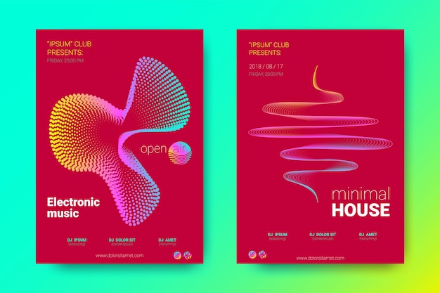 Diseño de carteles de festivales de música electrónica y folletos para fiestas de DJ