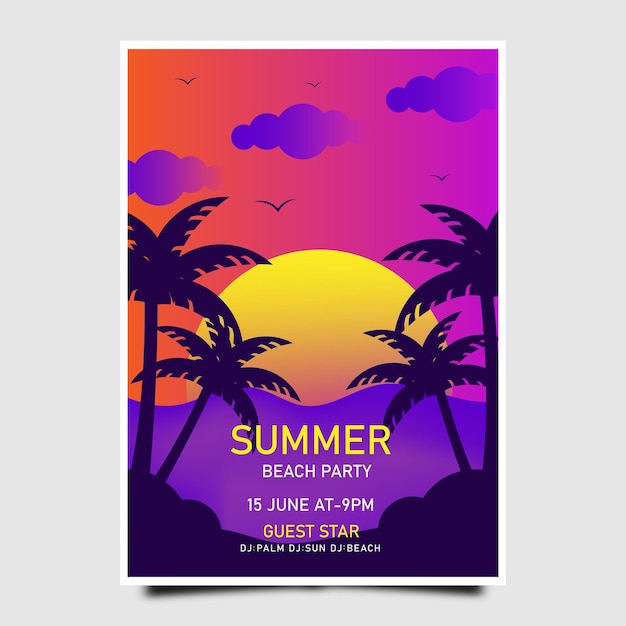 Vector diseño de carteles para fiestas de playa en la noche de verano