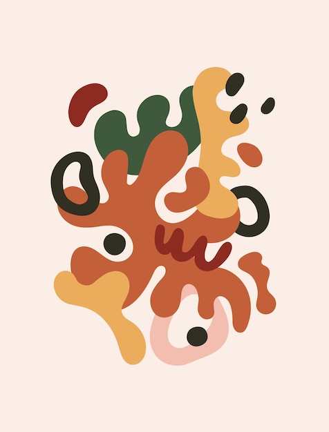 Diseño de carteles de formas orgánicas modernas abstractas Arte de pared geométrico natural creativo en estilo de moda Fondo de tarjeta minimalista vertical con composición fluida aleatoria Ilustración vectorial plana de colores