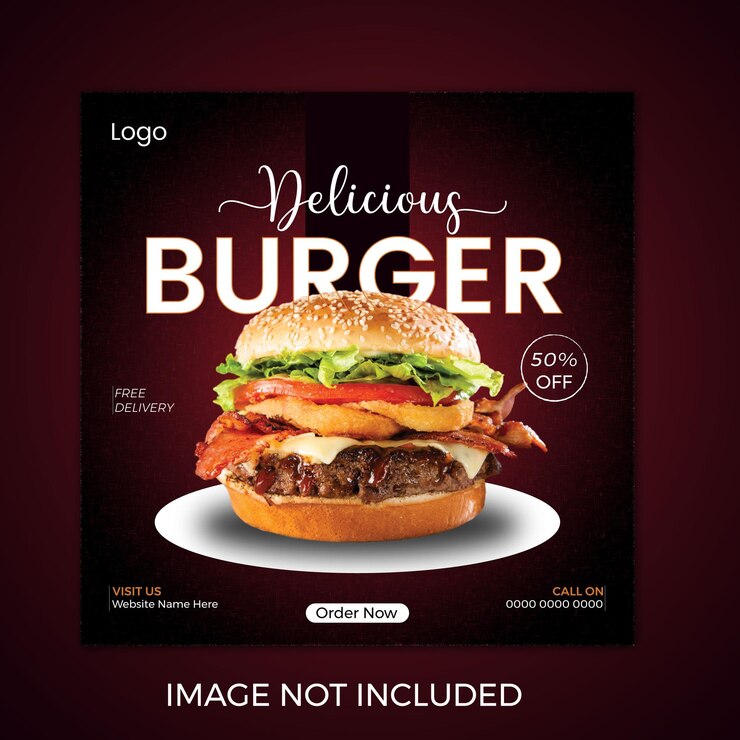 Diseño de carteles de hamburguesas para las redes sociales