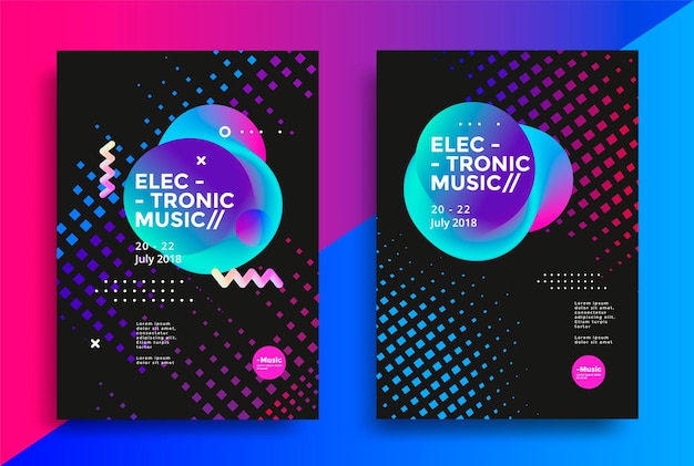 Diseño de carteles de música electrónica.