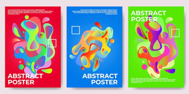 Diseño de carteles y pancartas abstractos ondulados y coloridos en estilo de gradiente fluido