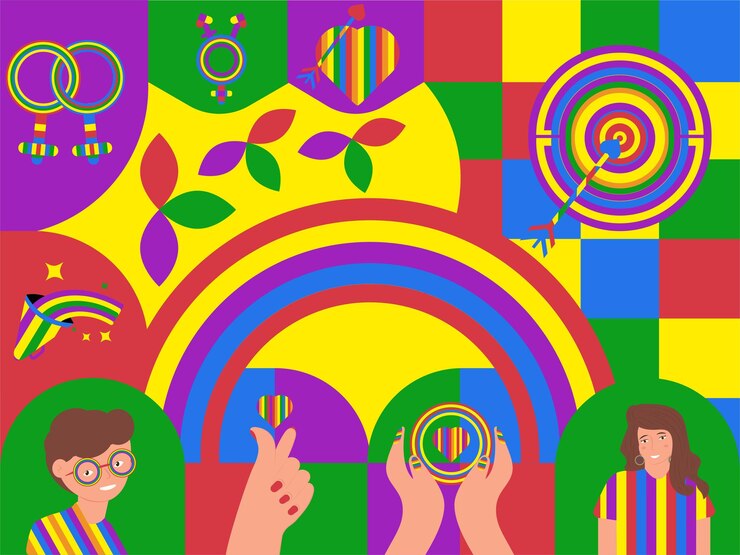 Vector diseño de carteles y plantillas para la celebración del mes del orgullo lgbtq abstracto y colorido ilustración vectorial