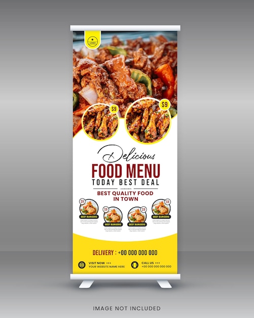Diseño de carteles de roll up de alimentos para el diseño de plantillas de rol up de restaurantes