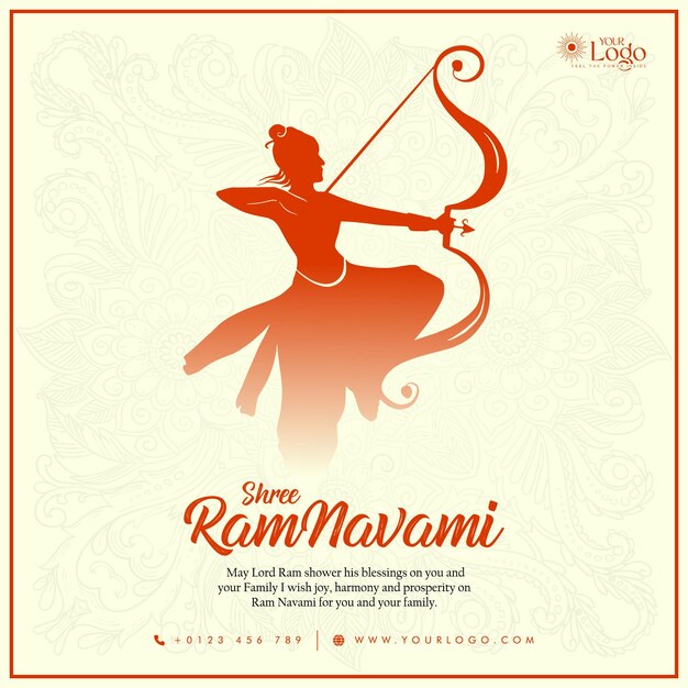 Vector diseño de carteles de saludos de happy ram navami festival del hinduismo indio diseño de publicaciones en redes sociales