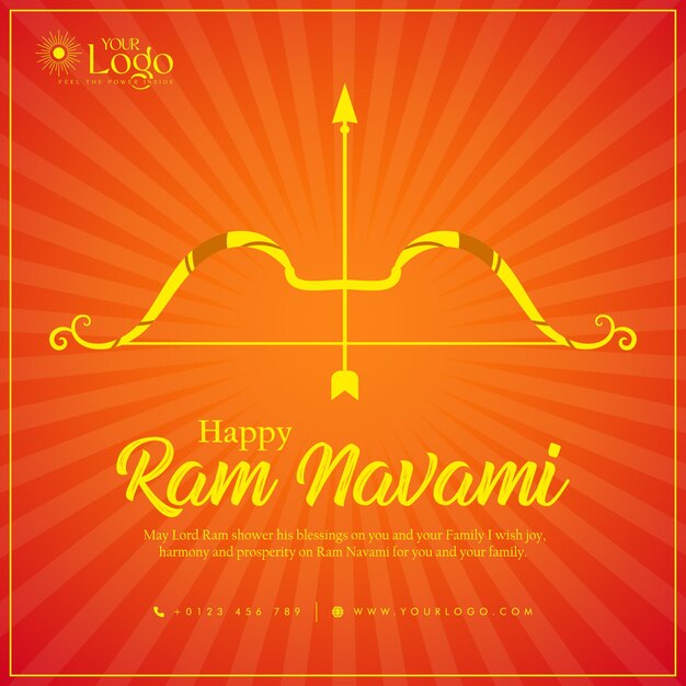 Diseño de carteles de saludos de happy ram navami festival del hinduismo indio diseño de publicaciones en redes sociales