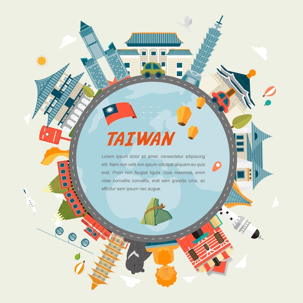 Vector diseño de carteles de viaje a taiwán