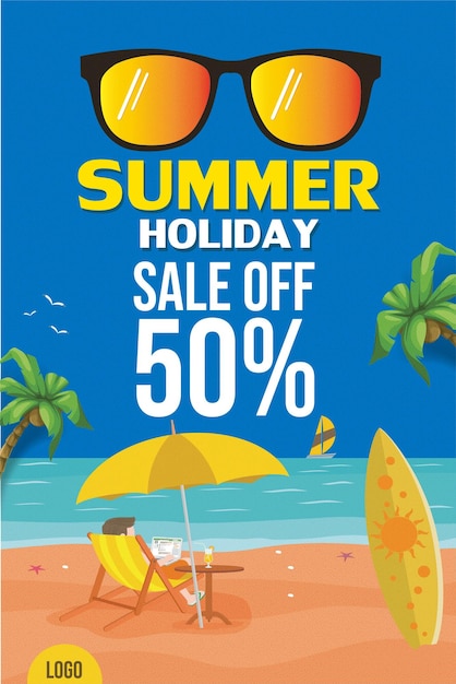 Diseño de carteles de viajes de vacaciones de verano en la playa