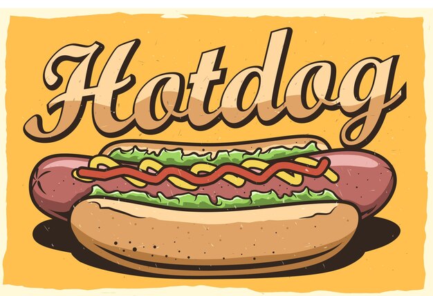 Diseño de carteles vintage para hotdogs