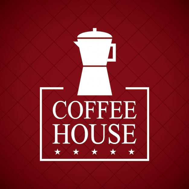 Diseño de la casa de café sobre fondo rojo vino ilustración vectorial