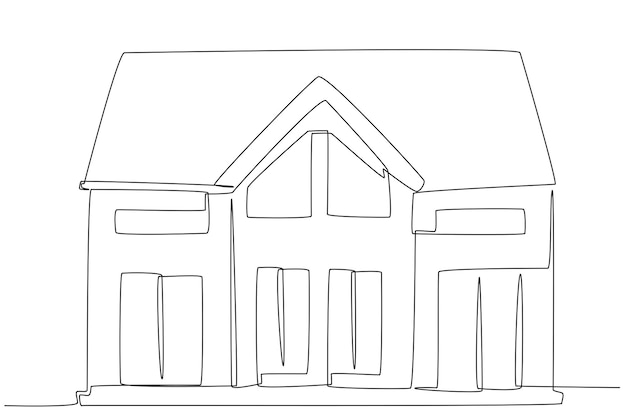 Un diseño de casa de lujo de dos pisos Ilustración de una línea de vivienda