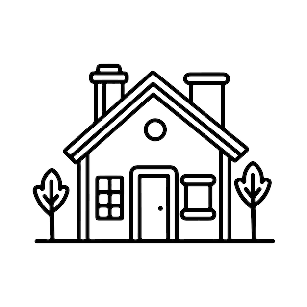 diseño de la casa de una sola línea Icon Vector