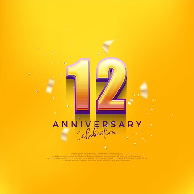 Diseño de celebración del 12.º aniversario Diseño editable de vector premium Fondo de vector premium para saludo y celebración