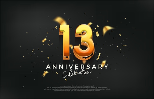 Diseño de celebración del 13o aniversario con un diseño fuerte y audaz Fondo vectorial premium para saludos y celebraciones