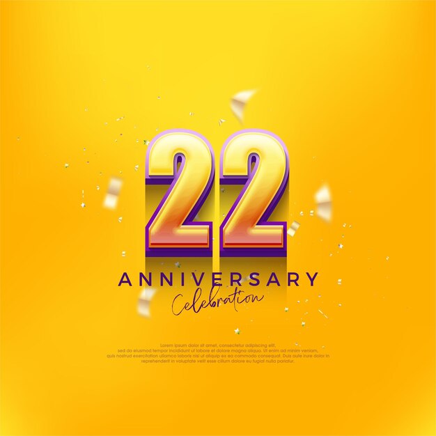 Diseño de celebración del 22o aniversario Diseño editable de vector premium Fondo de vector premium para saludos y celebraciones