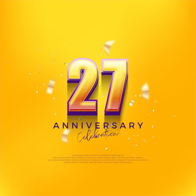 Diseño de celebración del 27 aniversario Diseño editable de vector premium Fondo de vector premium para saludos y celebraciones
