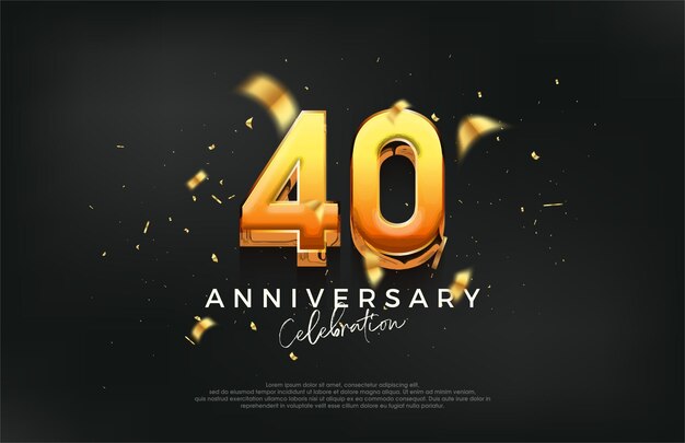 Diseño de celebración del 40 aniversario 3d con un diseño fuerte y audaz Fondo vectorial premium para saludos y celebraciones