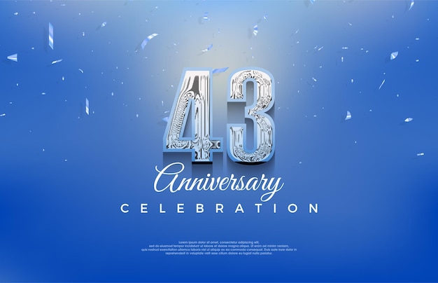 Diseño de celebración de 43 aniversario moderno y fresco Fondo de vector Premium Vector Premium