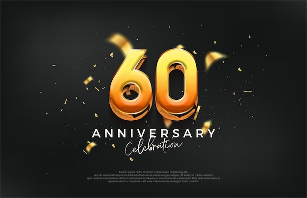 Diseño de celebración del 60 aniversario en 3d con un diseño fuerte y audaz Fondo de vector premium para saludo y celebración