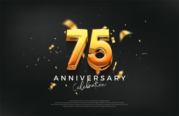 Diseño de celebración del 75 aniversario 3d con un diseño fuerte y audaz Fondo vectorial premium para saludos y celebraciones